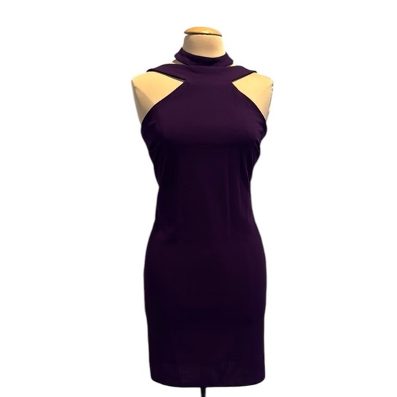 Bebe deep Purple halter neck, knee length dress size extra large XL - Picture 1 of 12